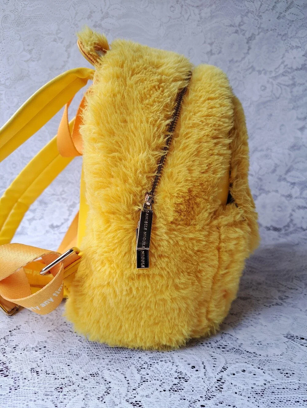 Danielle Nicole Yellow Care Bears Funshine Bear Furry Fuzzy Mini Backpack - Picture 3 of 15